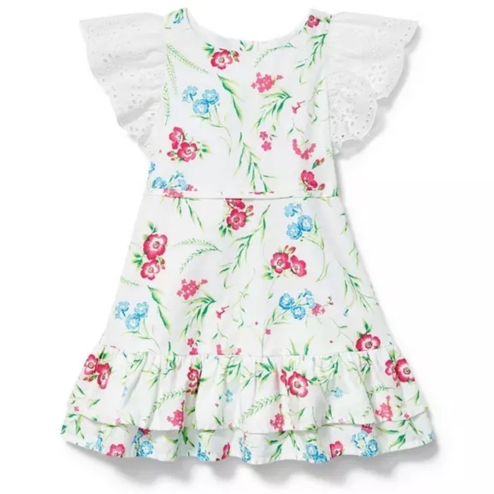 Janie and Jack Eyelet Sleeve Wildflower Print Dress SIZE 2T